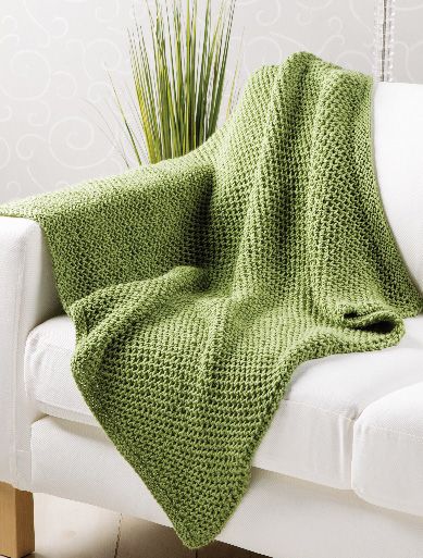 Seagrass-Throw - This easy blanket makes a great project for a charity donation. Big needles and open stitches mean it works up in a jiffy