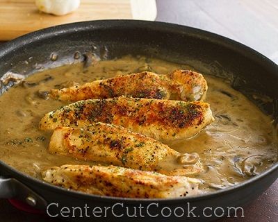 Skinny Chicken with a Balsamic Mushroom Cream Sauce | Eat and Exercise - Used coconut milk and arrowroot to make it Whole30 compliant