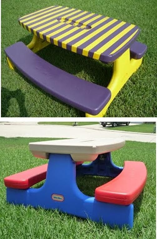 Update your LITTLE TIKES Picnic Table with a little paint-Looks like a brand new table now!