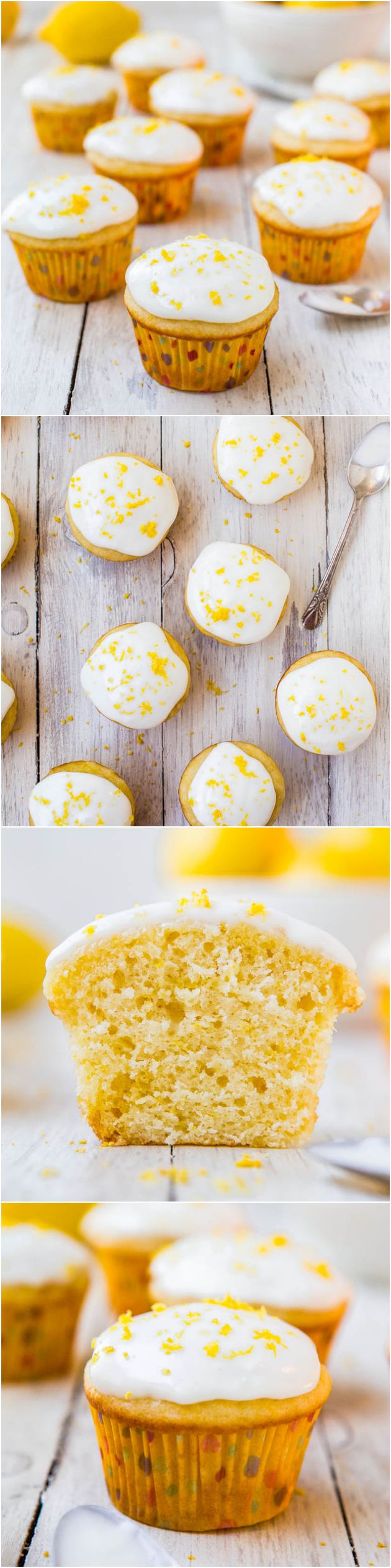 Lemon Cupcakes with Lemon Cream Cheese Frosting - Soft, fluffy, moist, very lemony cupcakes from scratch! Easy one-bowl, no-mixer recipe for cupcakes that taste like they're from a bakery!