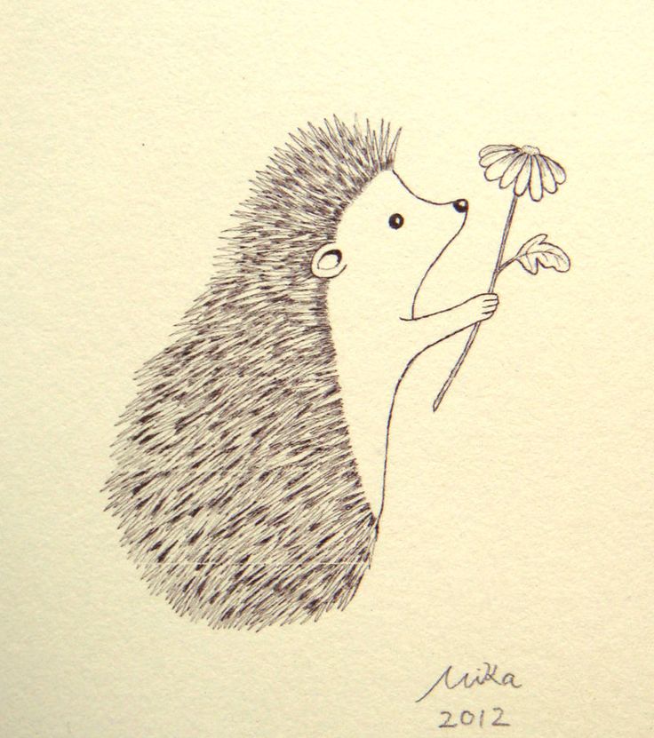 Adore this ink drawing. Love the idea of decorating a nursery with simple original illustrations. Original Ink Drawing Print Ivory Cute Hedgehog Flower Woodland Illustration