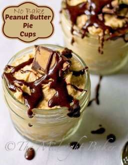 No Bake Peanut Butter Pie Cups #nobakepies #peanutbutterpie #desserts