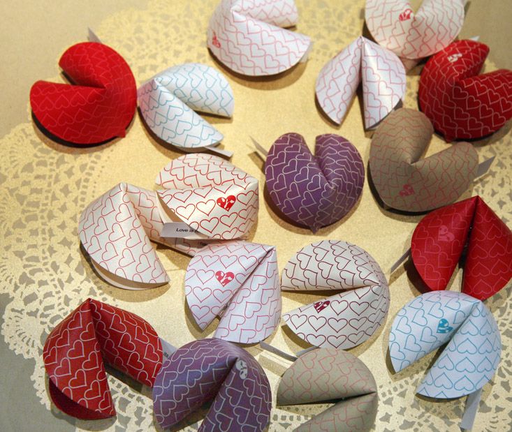 Homemade paper fortune cookies...fill with little love notes for Valentine's Day or Chinese New Year or other celebrations