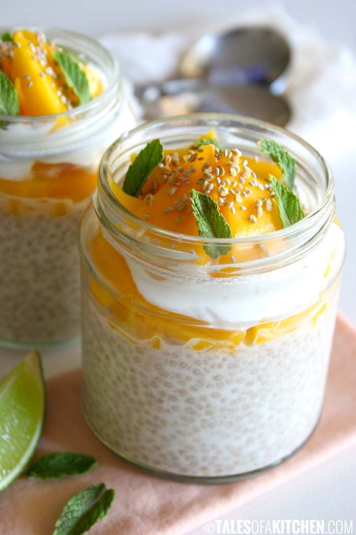 Coconut milk chia pudding with fresh mango, mint and lime. + how to make coconut milk from scratch {raw & vegan}