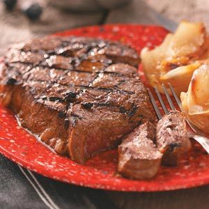 marinated ribeyes--these are the YUMMIEST ever! i promise! i make them at least a couple times a month in the summer on the grill. Must try!