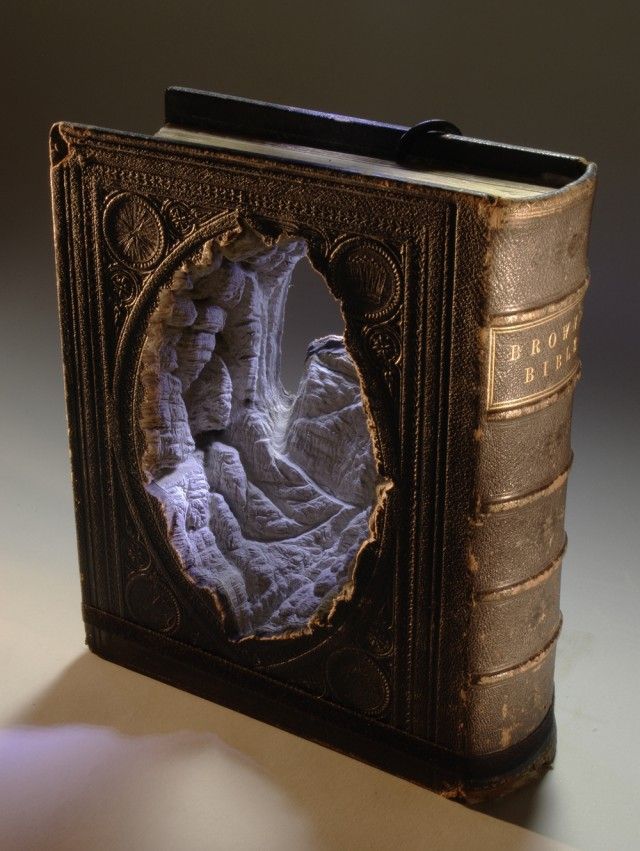 New Carved Book Landscapes by Guy Laramée sculpture paper books