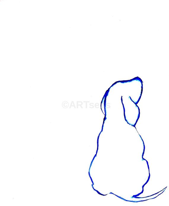 Ink Wash Abstract Minimalist Archival Art Print Blue by ARTseas. When we rescued our beagle, she was shaped like that.