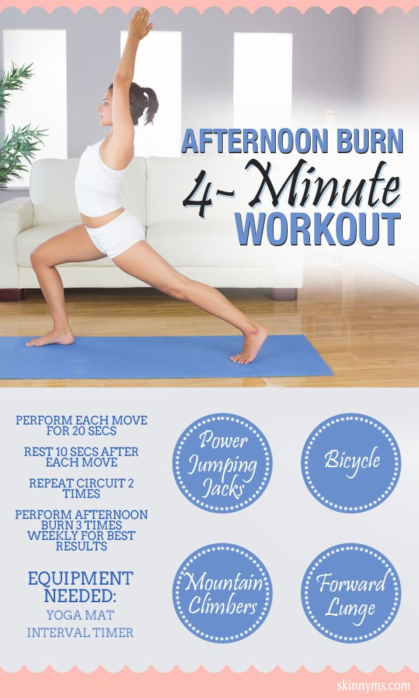 Afternoon Burn 4 Minute Workout #4MinuteWorkouts #tabata #motivation #fitness #Weightloss #skinnyms #goals #inspiration #skinny #healthy #workout #fitspiration #Happy
