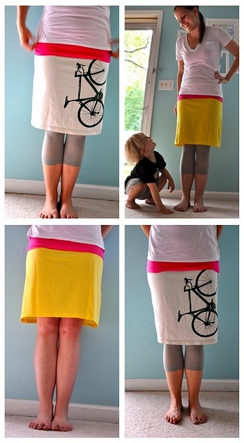 How to make a skirt from a  Tee Shirt.  Great Tutorial.