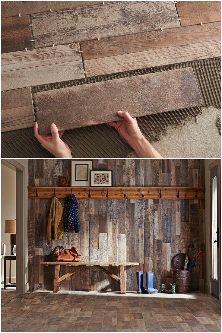 We love the ease of installation of wood-look ceramic tile planks. This tile from Marazzi looks just like reclaimed wood, with detailed grain and authentic texture. But it’s more durable than wood, and it isn’t affected by seasonal changes. Wood-grain til
