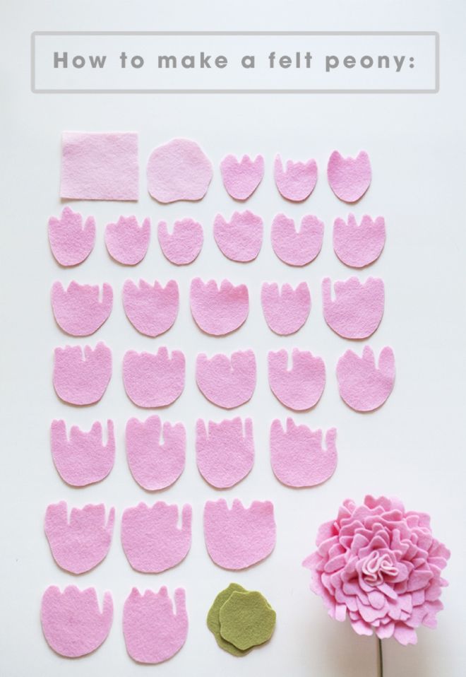 All the petals you'll need to make a felt peony!