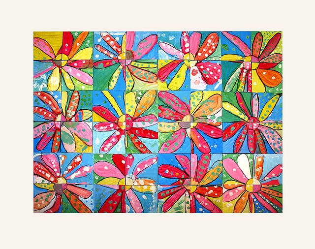 Each students paints 1/4th, cut up, and put back together.