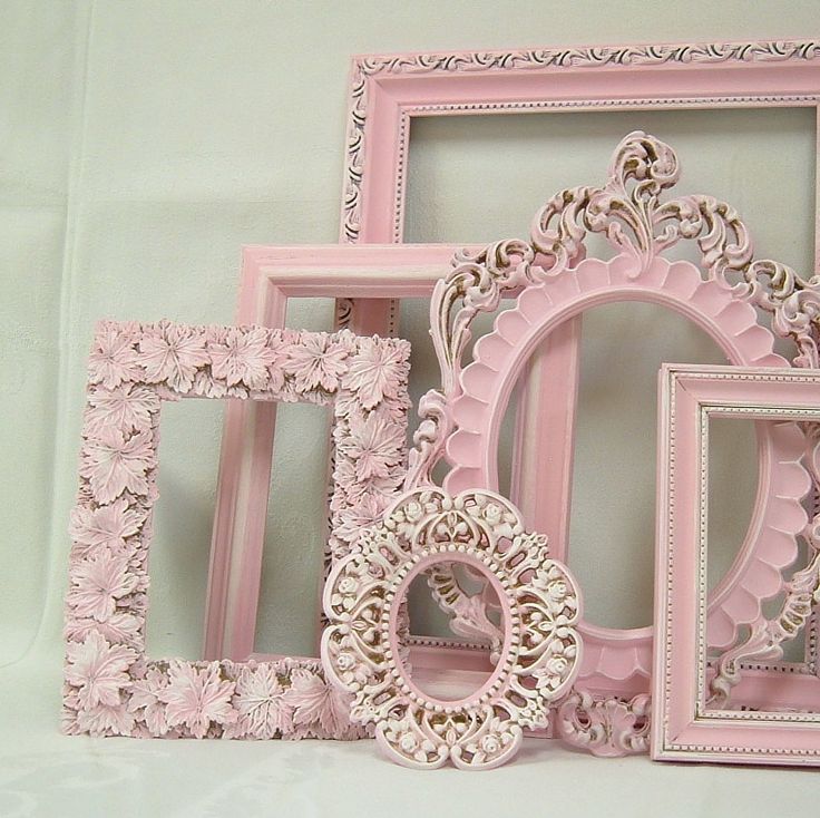 Shabby Chic Picture Frame Pastel Pink Picture Frame Set Ornate Frames Wedding Nursery Shabby Chic Home Decor. $109.00, via Etsy.