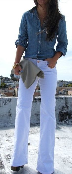 White pants - Button down shirt