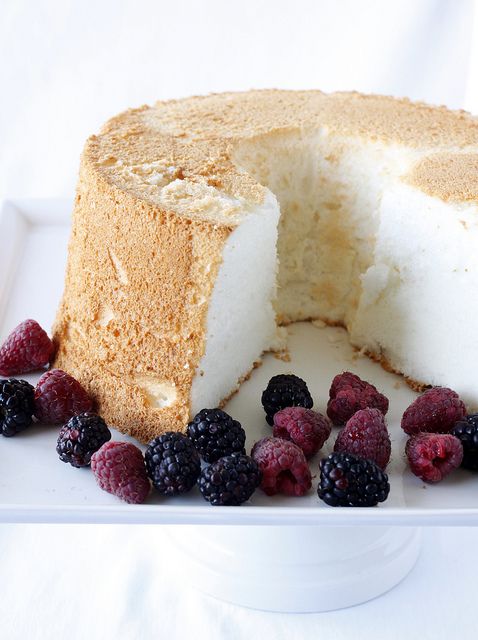 Home-made Angel Food Cake with fresh sugared berries. There is something to be said for simplicity.
