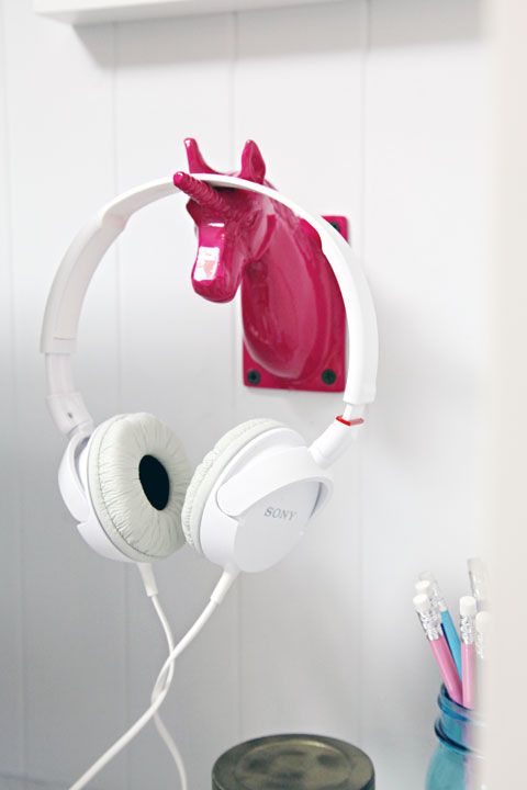 Pink Unicorn Hook - Great for Hanging Headphones at a Workspace