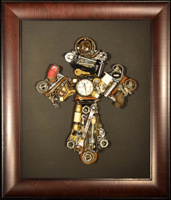 16 x 20 Manly Man Cross Embellished with by CreativelyYours2012, $300.00