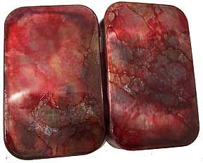 Using alcohol inks to create a polished stone effect on metal.