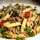 For dinner tonight... Italian sausage, onion, garlic, tomatoes, chicken broth, basil, and spinach.