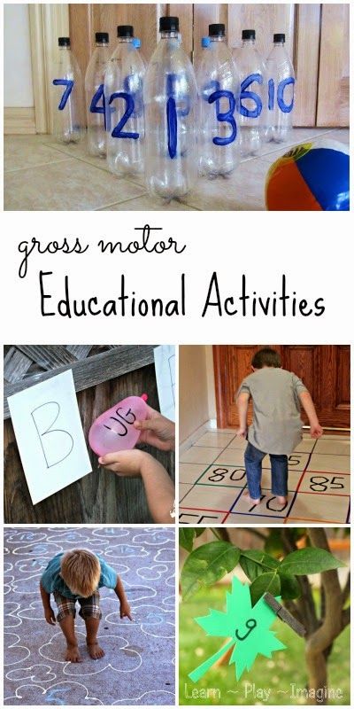 75+ ways to learn through play - educational gross motor activities including literacy, math, shape and color recognition, and more!