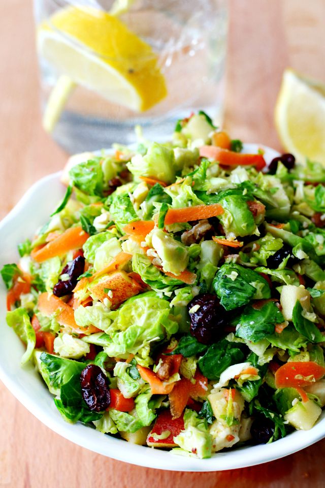 Brussels Sprout Salad with Apple Maple Vinaigrette, that's bursting with flavor!