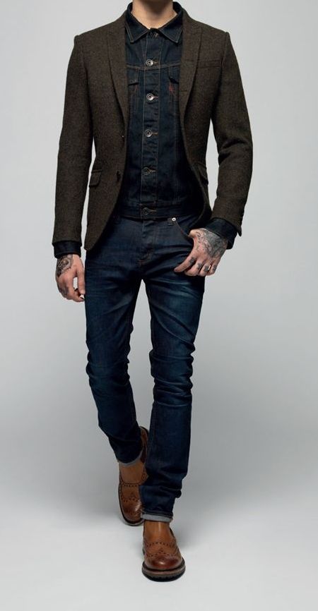 I like the blazer and jeans look. Maybe not this shirt for underneath, but something along these lines.