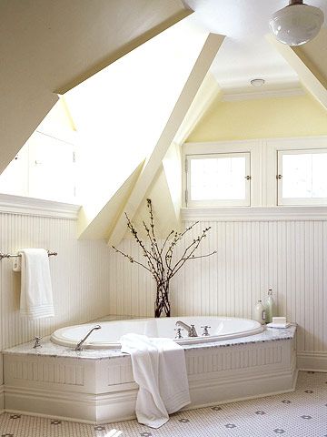 Right now we have only one bathroom. If we were to build an attic master bedroom, a bathroom of this open design would be a beautiful addition to the space.