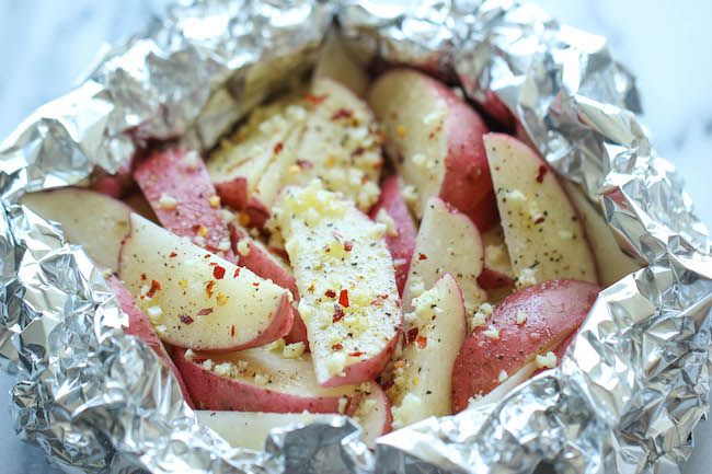 Cheesy Garlic Fries in Foil - The easiest, cheesiest fries you will ever make in foil packets, baked to absolute crisp perfection!
