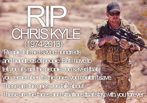 Navy SEAL Sniper Chris Kyle – The deadliest sniper the American military has ever seen.  Saving 1000’s of servicemen and Iraqi national’s lives during his 10 year stint as a Navy SEAL sniper, Chris Kyle was in every major battle of the Iraq war and was so