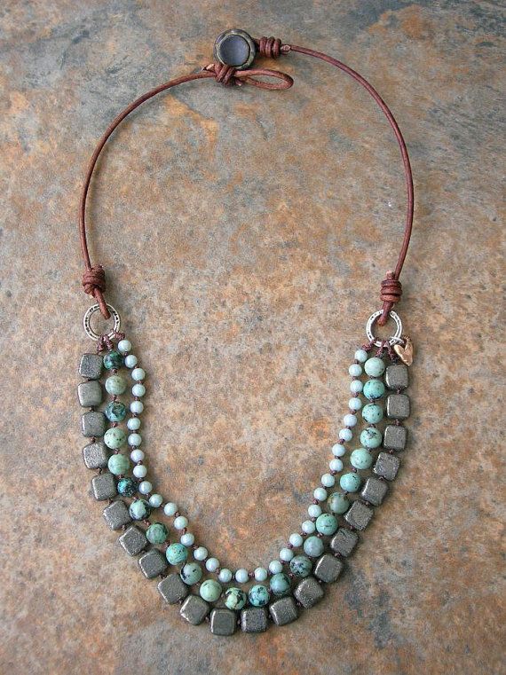 I'm pinning so I can make my own versions! Boho statement necklace Bohemian jewelry African by 3DivasStudio