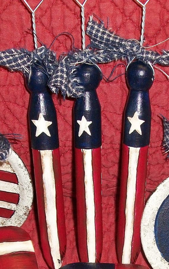 Hand Painted Clothespin Americana Ornament by CaneBottomCrafts