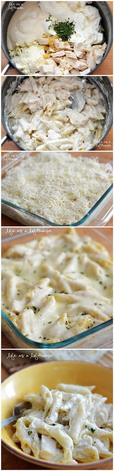 Three Cheese Chicken Alfredo Bake - to make THM, use Dreamfield's pasta or even spaghetti squash, and make sure your Alfredo sauce is low in carbs.