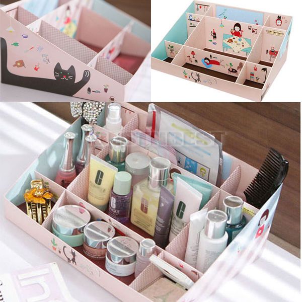 Hot Applied DIY Paper Stationery Cosmetics Makeup Storage Box Stuff Organizer