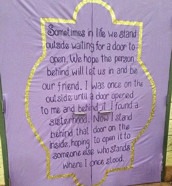 ADORABLE door decor for pnms waiting outside.- this is a great idea for spring recruitment