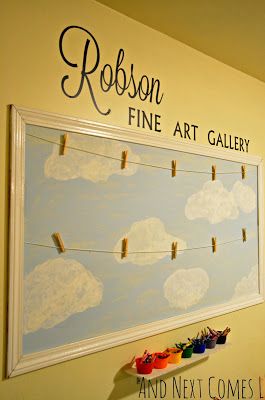 Create a fun children's fine art gallery in your playroom to display your children's artwork from And Next Comes L