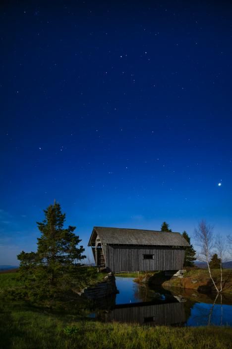 Venus Over Foster Bridge in Cabot, VT - Michael Blanchette -  Covered Bridges of New England/Yankee Magazine
