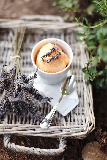 apricot lavender ice cream. easy. no ice cream maker necessary. honey, apricots, lavender and whipping cream.