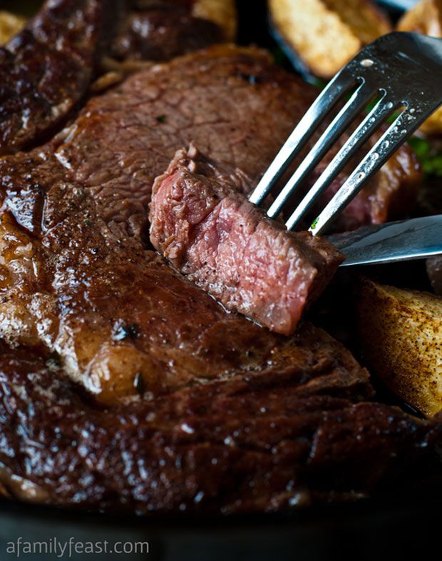 Perfect Pan-Seared RIBEYE or SIRLOIN STEAK ~ There's nothing better than a tender juicy steak and good company.