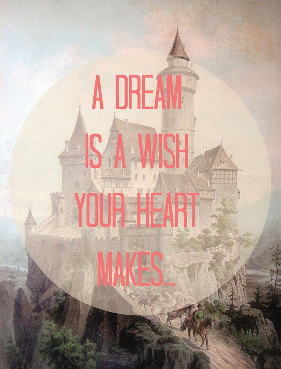 Fairytale - 8x10 Typography Vintage Art - Chateau, Castle, Princess - Disney Quote, Words - Salmon Coral, Magical, Storybook, Cinderella