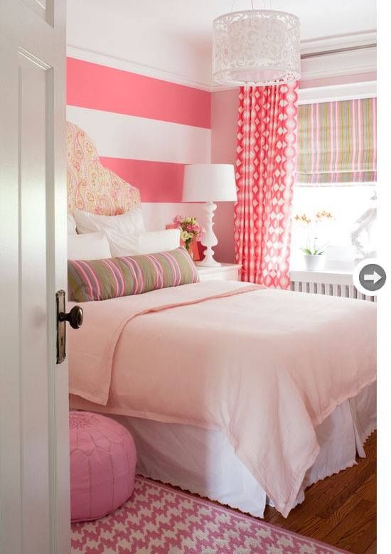 Pretty in pink with a simple white table lamp - perfect for any pre-teen girl's room!