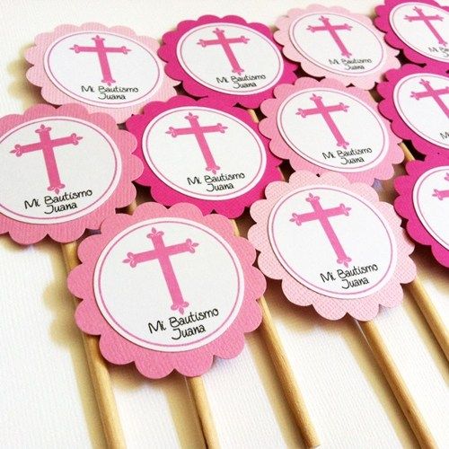 Cross Cupcake Toppers for Baptism or First Communion, Personalized.  You will receive a set of 12 Cross Cupcake Toppers. First Holy Communion, Christening and Baptism are important events in Christian or Catholic's life. These occasions are sacred and
