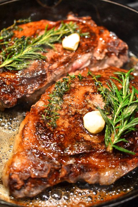Butter-Basted Cast Iron Skillet Rib Eye recipe