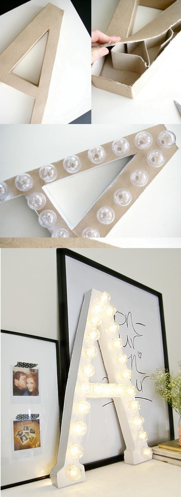 DIY Marquee Letters, from cardboard = very cool!