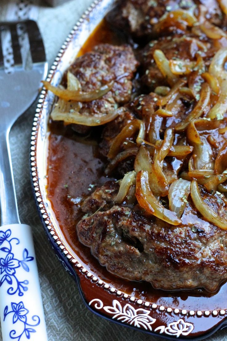 Salisbury Steak with Caramelized Onions _ I have to say I adore comfort food, & this is old school comfort food. This is nothing fancy, just pure delicious!
