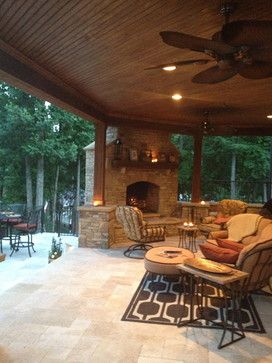 Center the fireplace and works perfect on my back patio