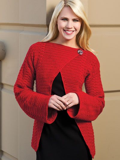 Crochet - Crochet Clothing - Cardigan Patterns - Ravishing in Red Wrap Cardigan