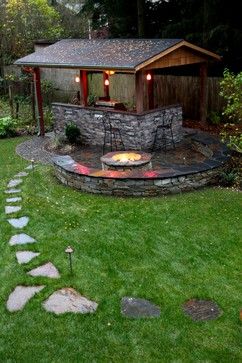 Outdoor living pavilion - traditional - patio - seattle - Father Nature Landscapes of Tacoma, Inc.