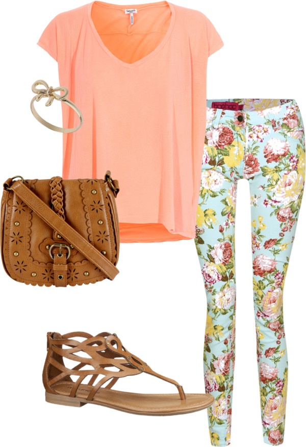 "Floral jeans outfit" by kathyalice on Polyvore jadoree Teen fashion Cute Dress! Clothes Casual Outift for • teens • movies • girls • women •. summer • fall • spring • winter • outfit ideas • dates • school • parties