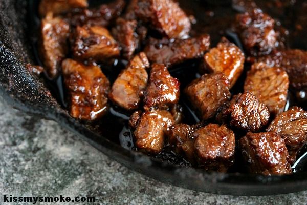 Steak Bites | Kiss My Smoke | Perfectly easy to make grilled steak bites. Seriously scrumptious!