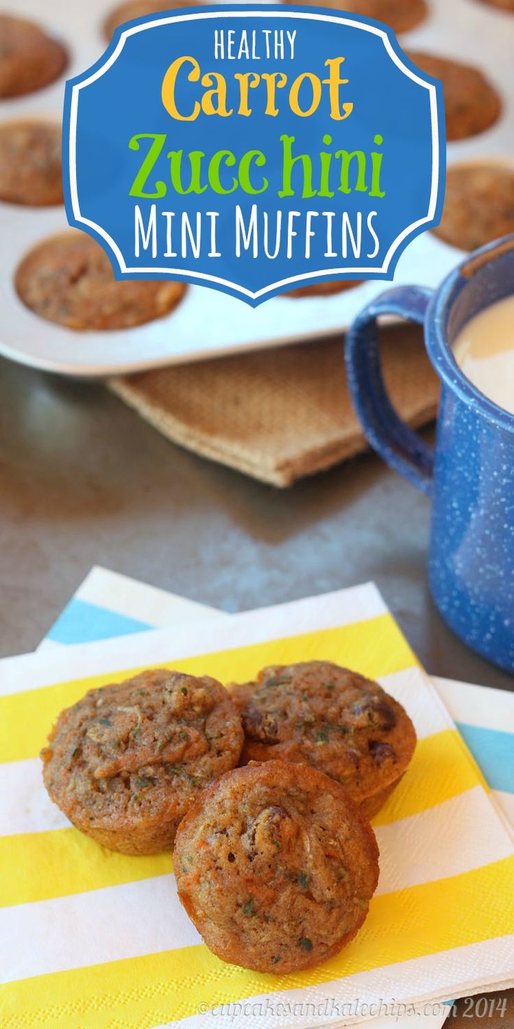 These Carrot Zucchini Whole Wheat Mini Muffins are delicious and totally healthy.